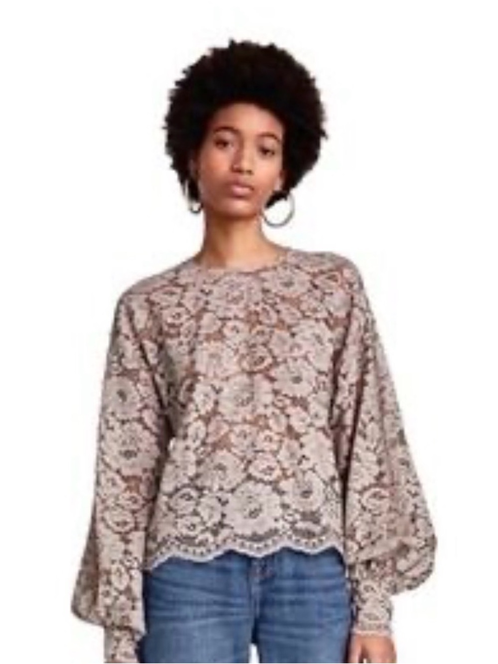 Zara Faded Lace Top in Dusty Pink - Size S